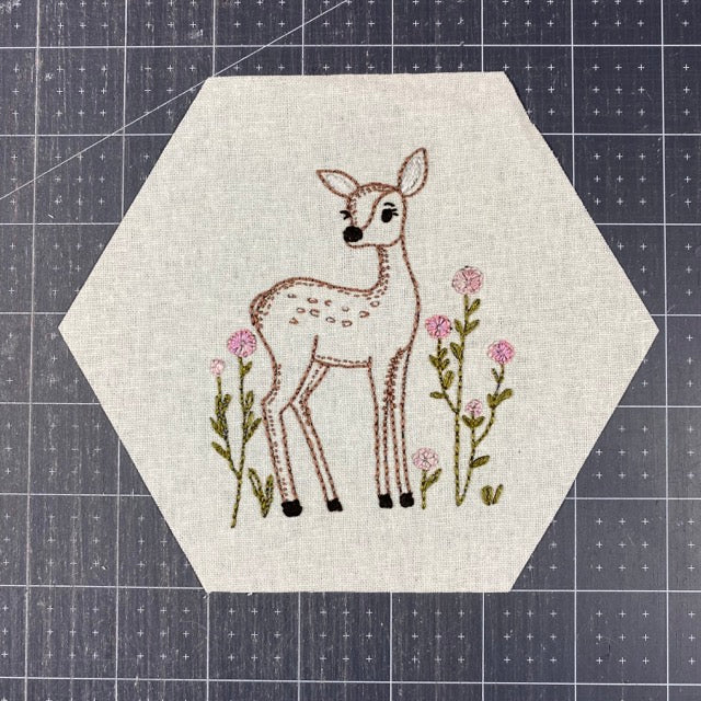 Doe Eyed Embroidery  - Pre-Printed Linen Embroidery Panel or Kit