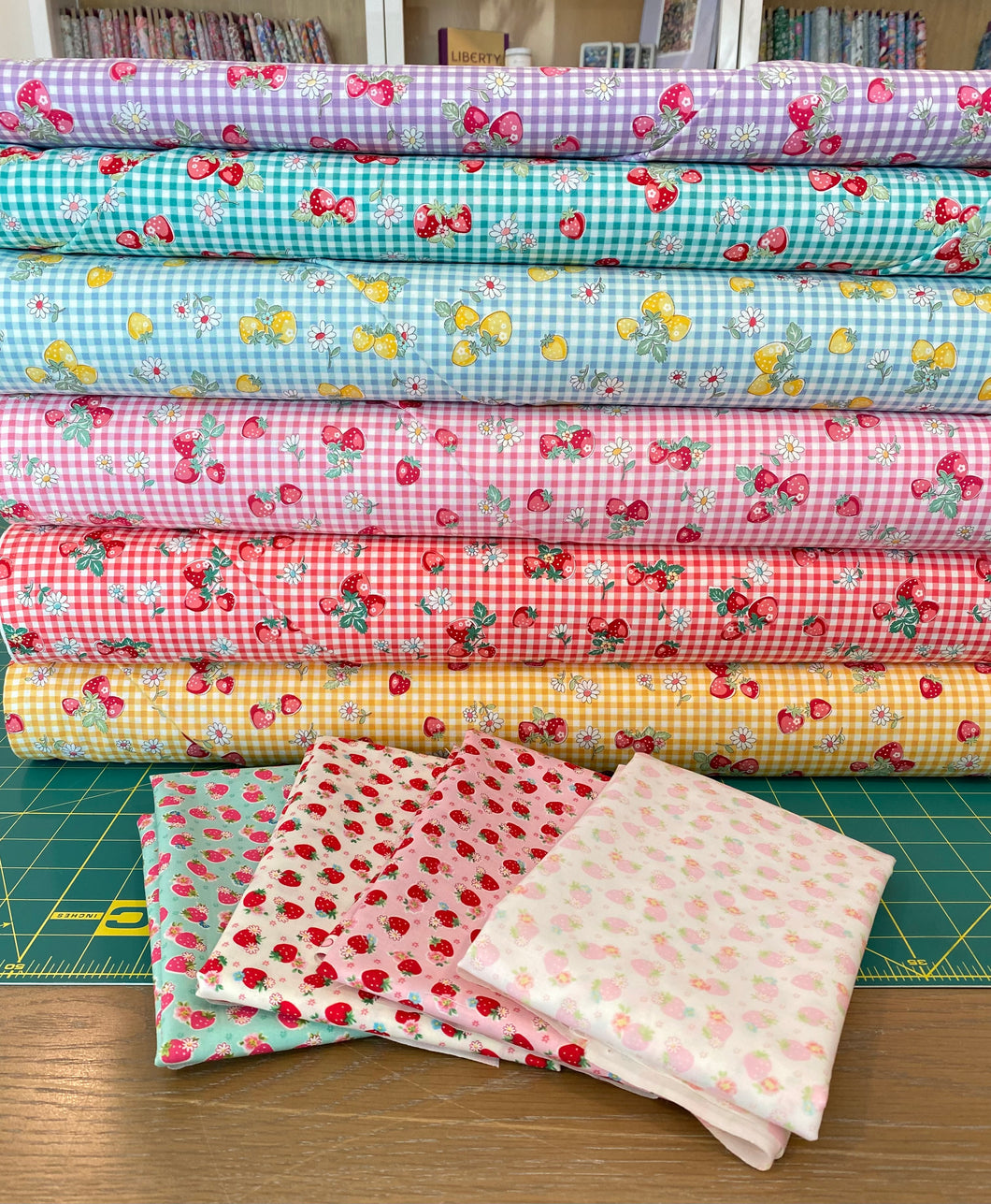 Atsuko Matsuyama Fat Quarter Bundle Strawberries and Gingham 10