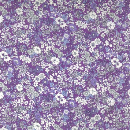 Kokka Flownny Lawn - Meadow Floral in Purple
