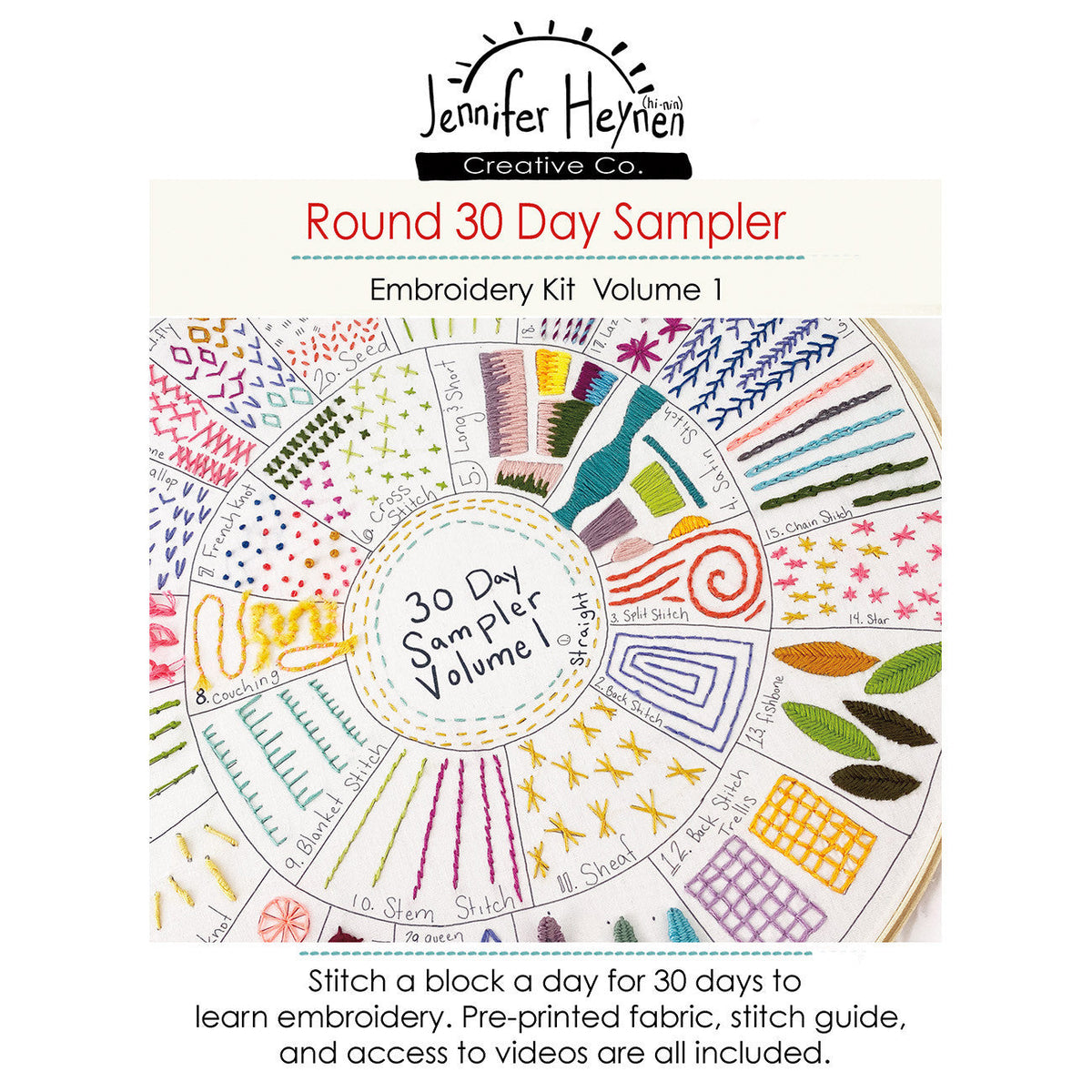 Round 30 Day Sampler Embroidery Class - Volume 1