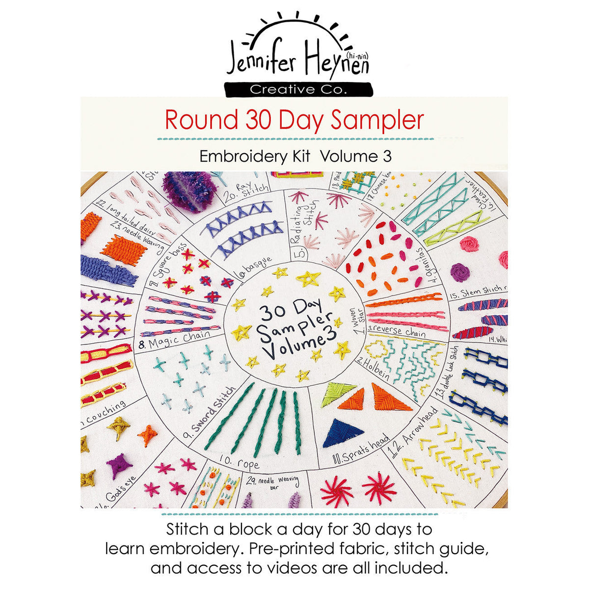 Round 30 Day Sampler Embroidery Class - Volume 3