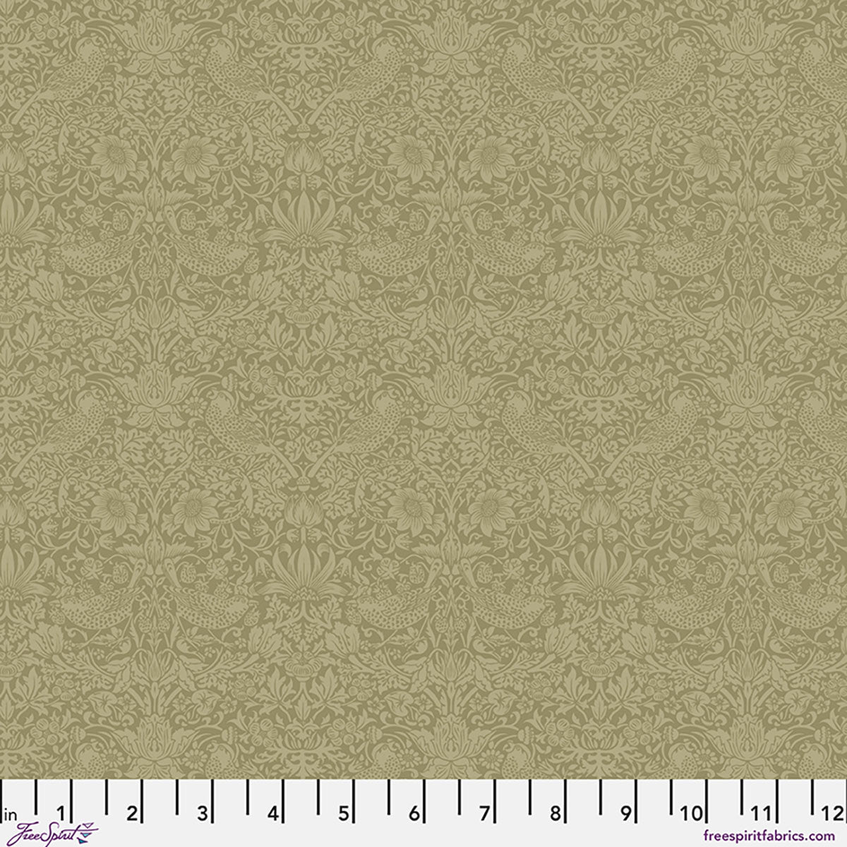 Morris & Co - Tonal Strawberry Thief in Olive Fruit