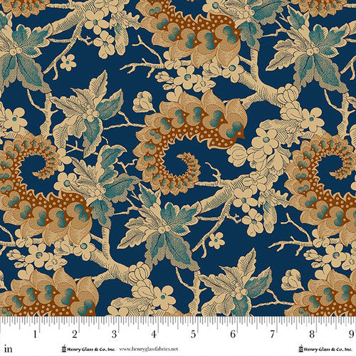 Philomena - Quirky Swirls in Prussian Blue Sienna