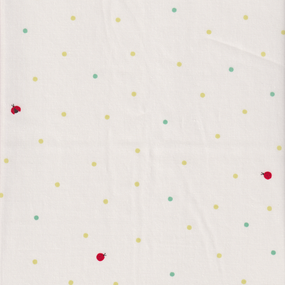 Sevenberry - Polka Dots and Ladybugs in Green on White
