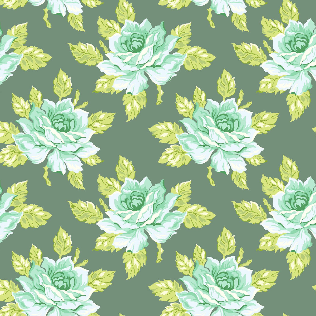 Daisy Crush - Hello Roses Rayon in Emerald