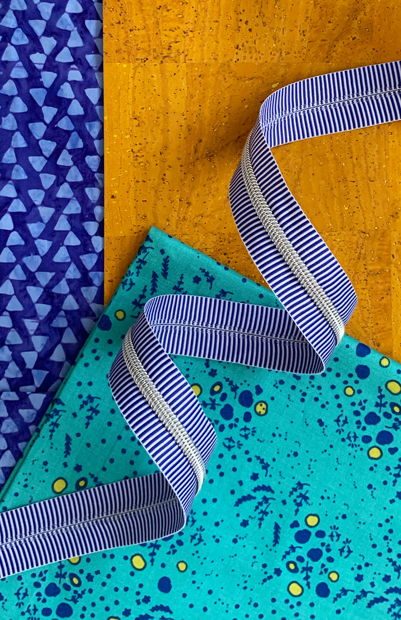 Blue Stripe Zipper Tape (3yd)