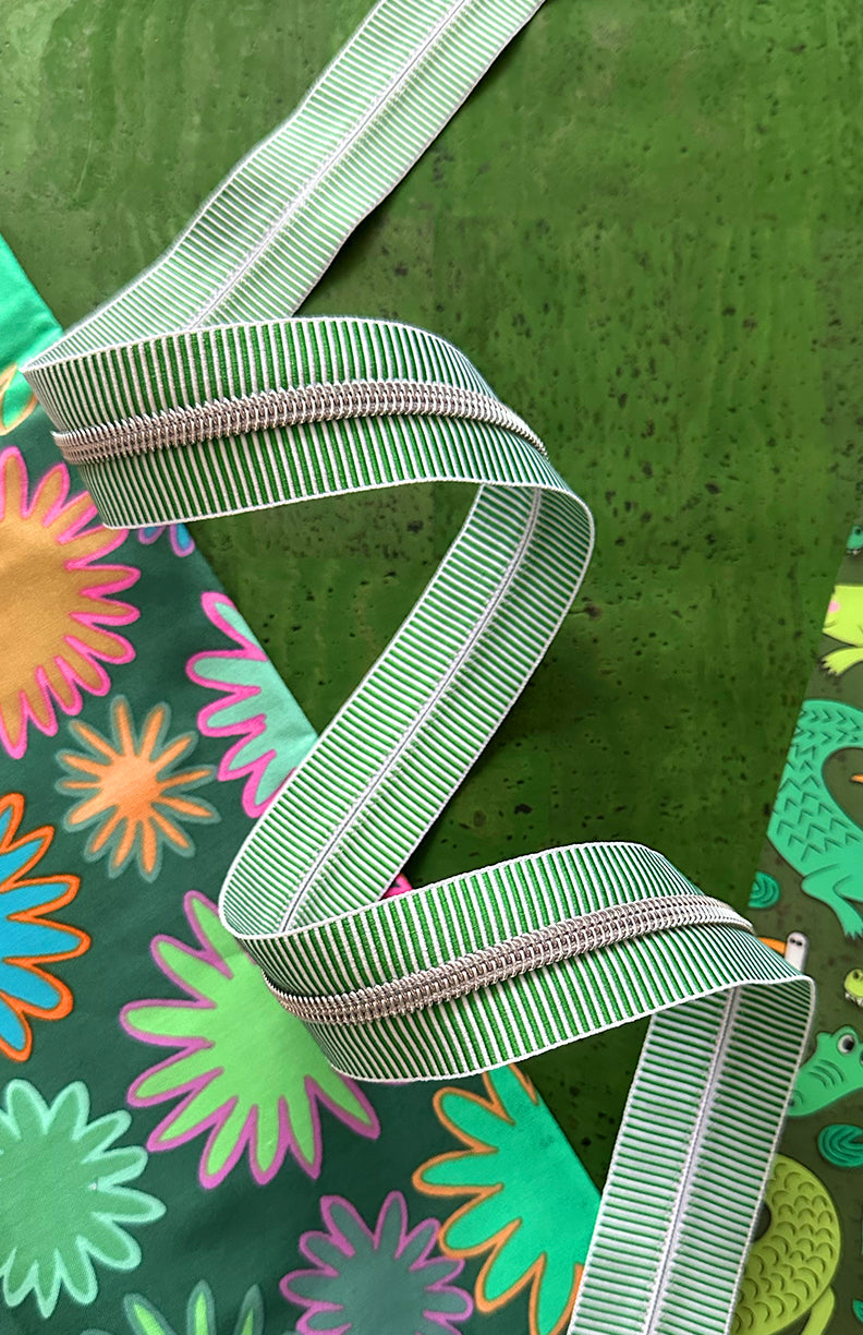 Green Stripe Zipper Tape (3yd)
