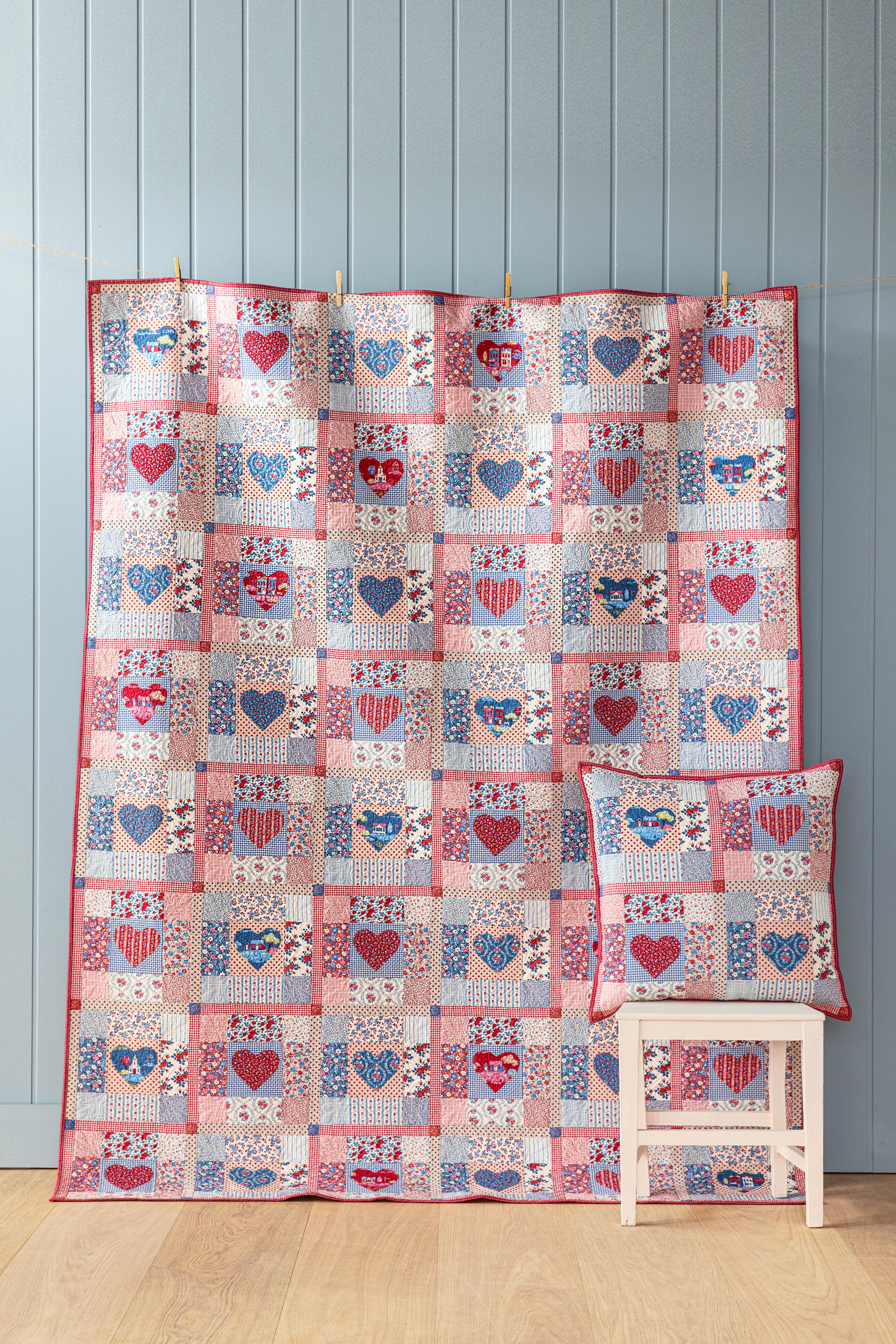 Village Life Heart of the Village in Blue Quilt Kit