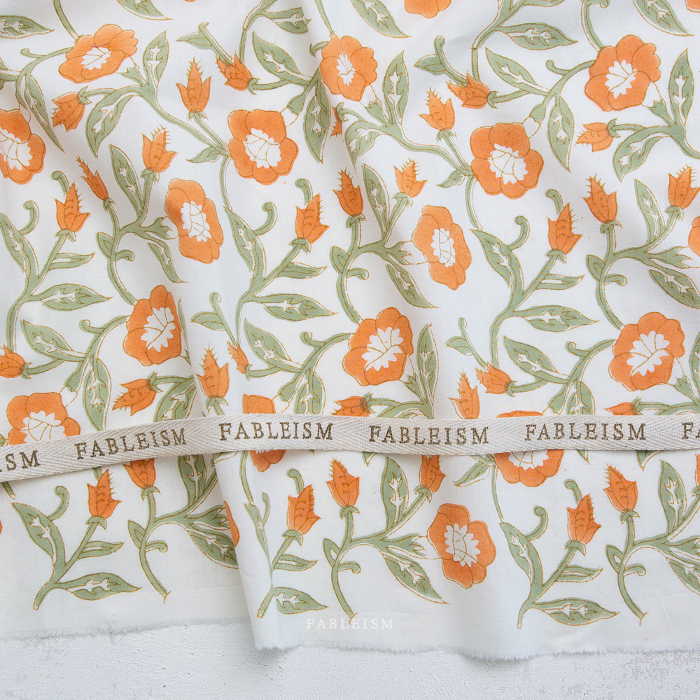 Indian Block Prints Cottage - Trumpet Vines in Sage