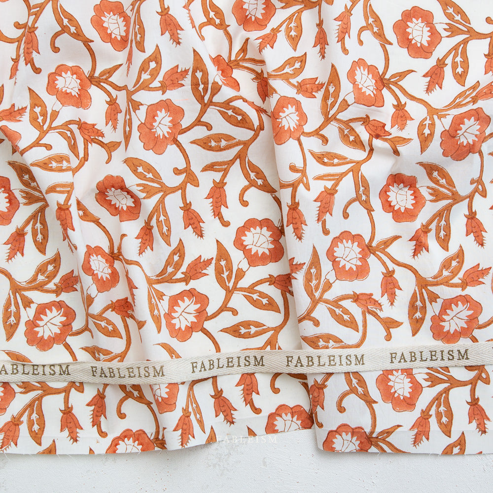 Indian Block Prints Cottage - Trumpet Vines in Sienna