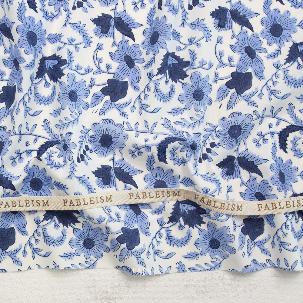 Indian Block Prints Cottage - Country Floral in Blue