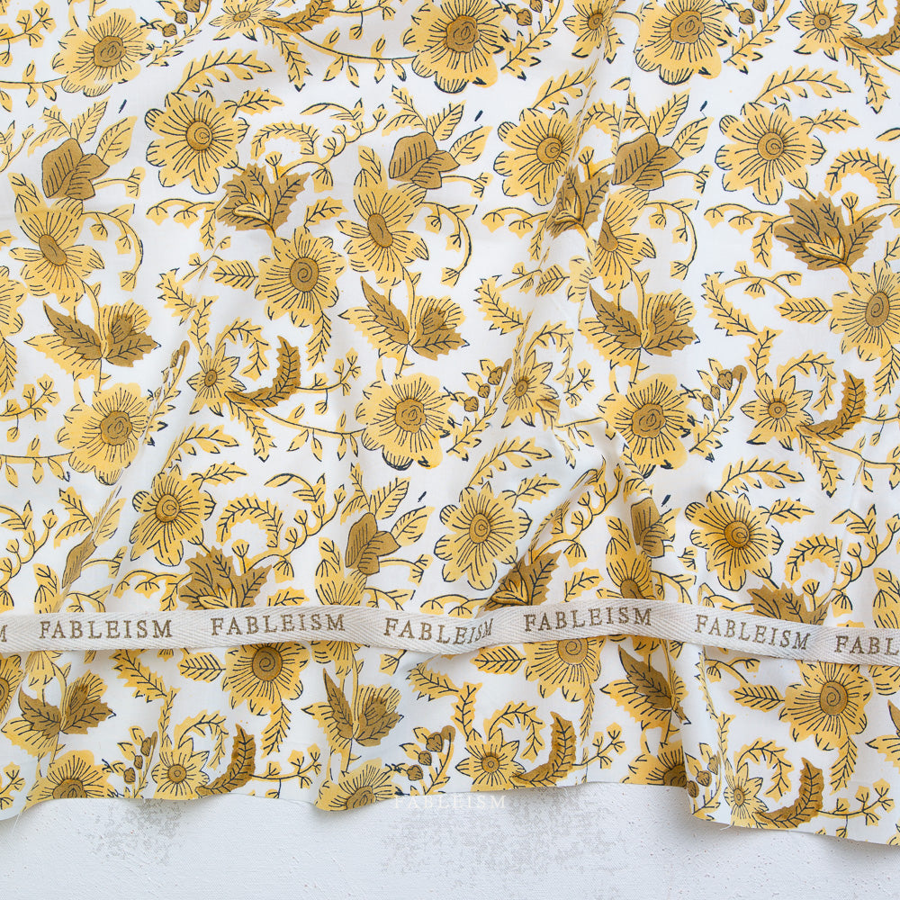 Indian Block Prints Cottage - Country Floral in Yellow