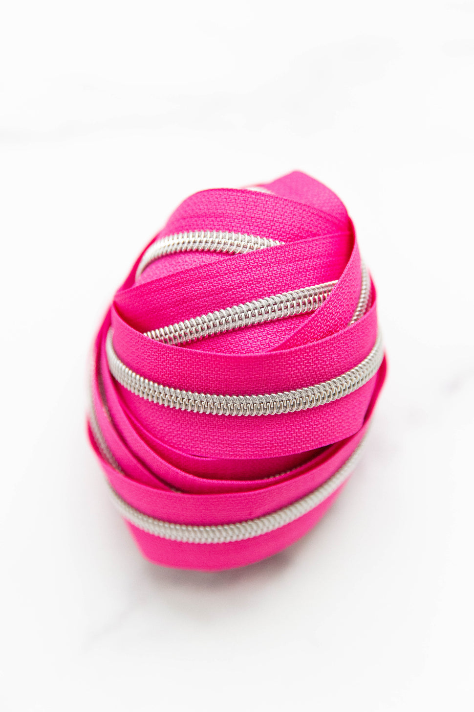 Bright Solid Colored Zipper Tape - Pop Pink