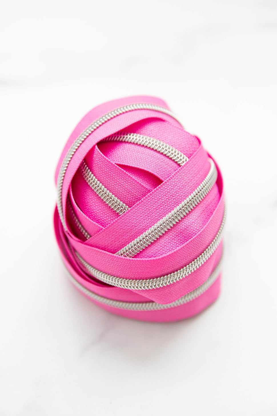 Bright Solid Colored Zipper Tape - Cotton Candy