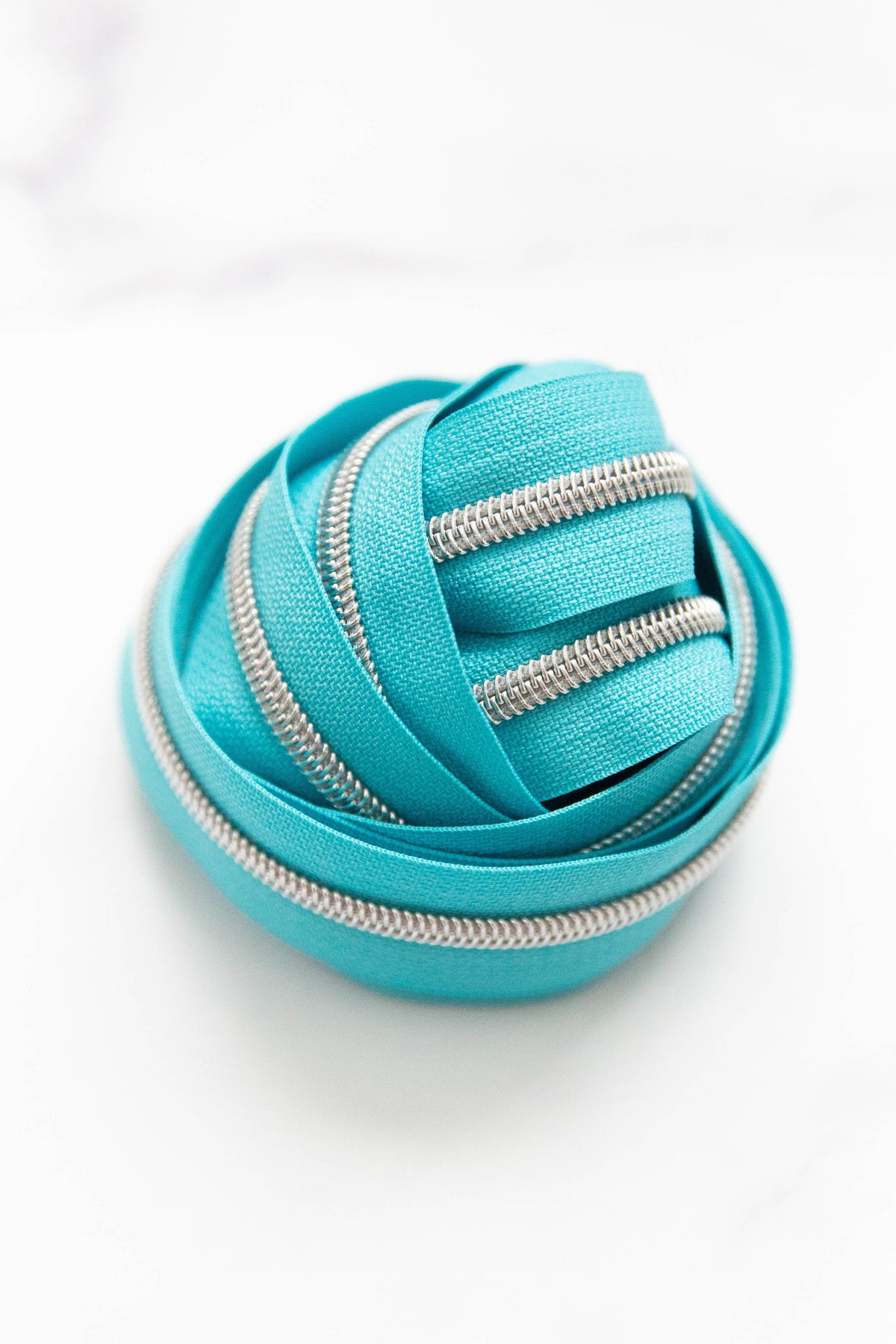 Bright Solid Colored Zipper Tape - Aqua Splash