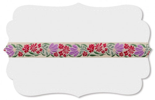 Kafka Ribbon - Mixed Flowers Lavender Coral