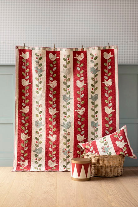 **Pre-Order Merry Little Christmas Winter Birds Quilt Kit in Burgundy