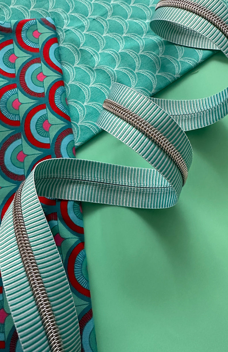 Teal Stripe Zipper Tape (3yd)