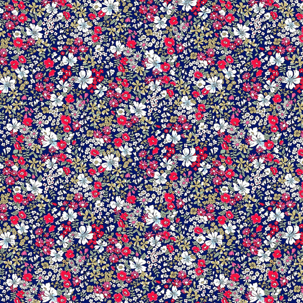 Yoihana - Floral In Blue, Cerise, and White