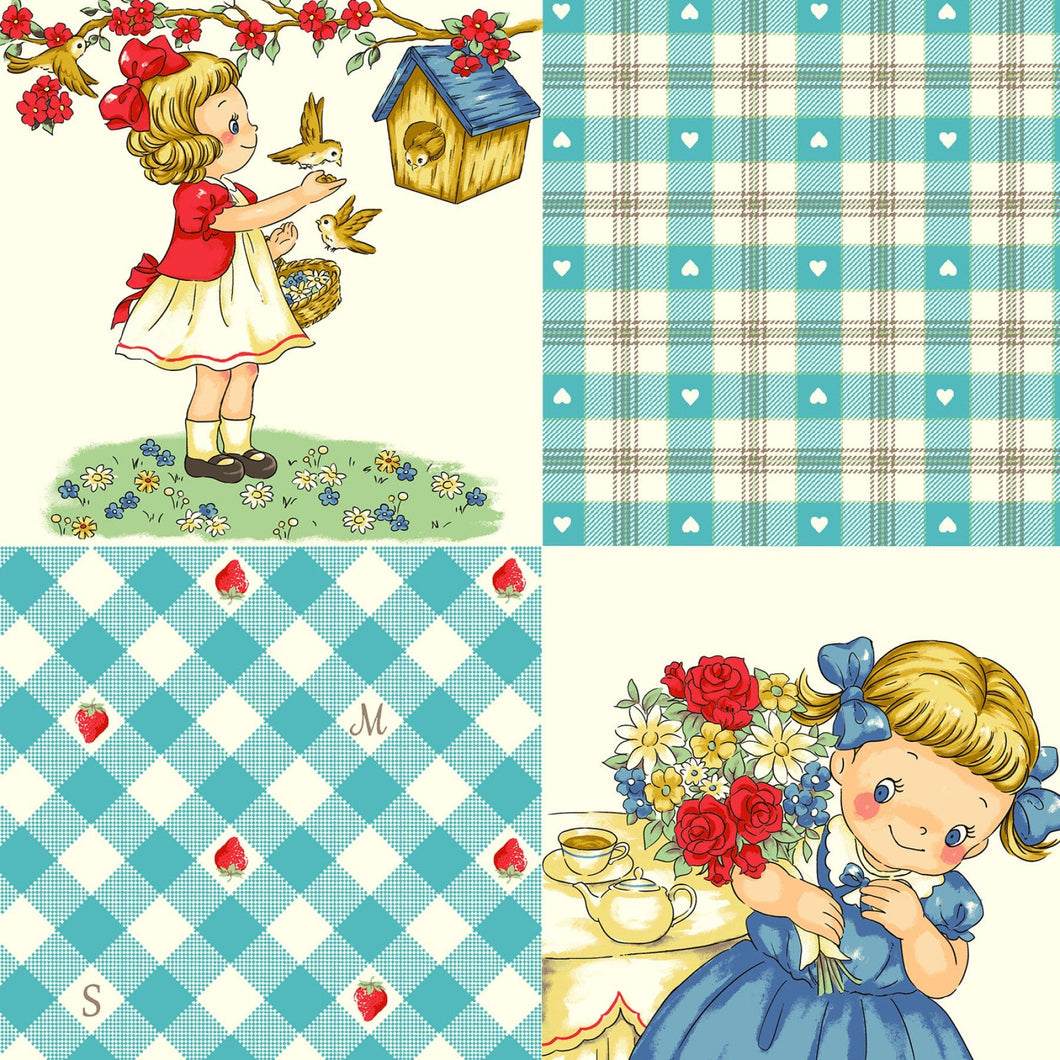 Margaret and Sophie Love Strawberry- Large Patchwork in Blue