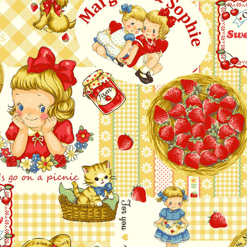 Margaret and Sophie Love Strawberry- Collage in Yellow