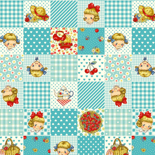 Margaret and Sophie Love Strawberry- Small Patchwork in Blue