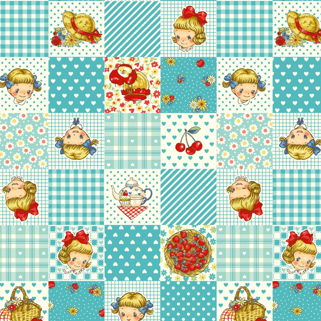 Margaret and Sophie Love Strawberry- Small Patchwork in Blue