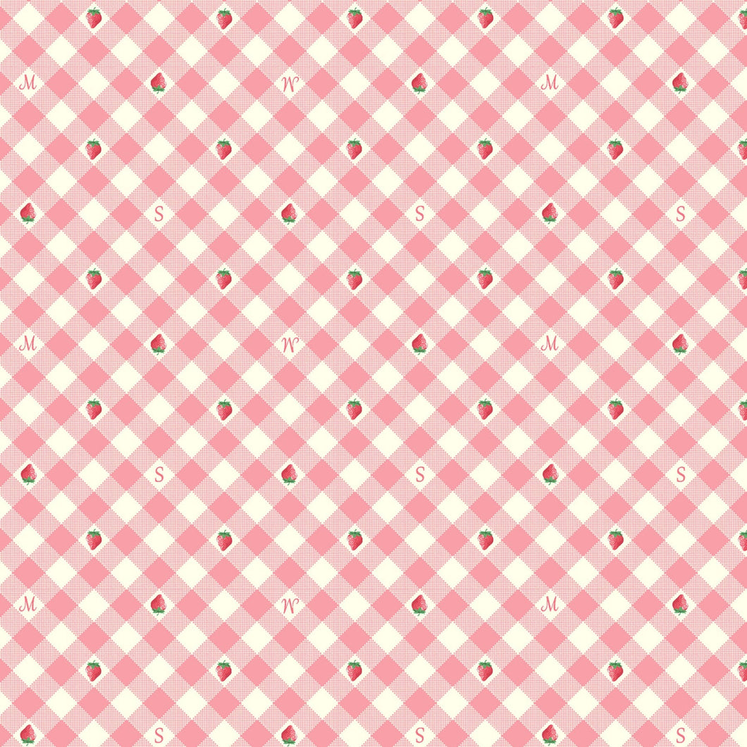 Margaret and Sophie Love Strawberry- Gingham in Pink