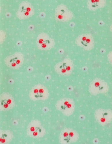 Atsuko Matsuyama - Cherries on Heart Doilies in Green